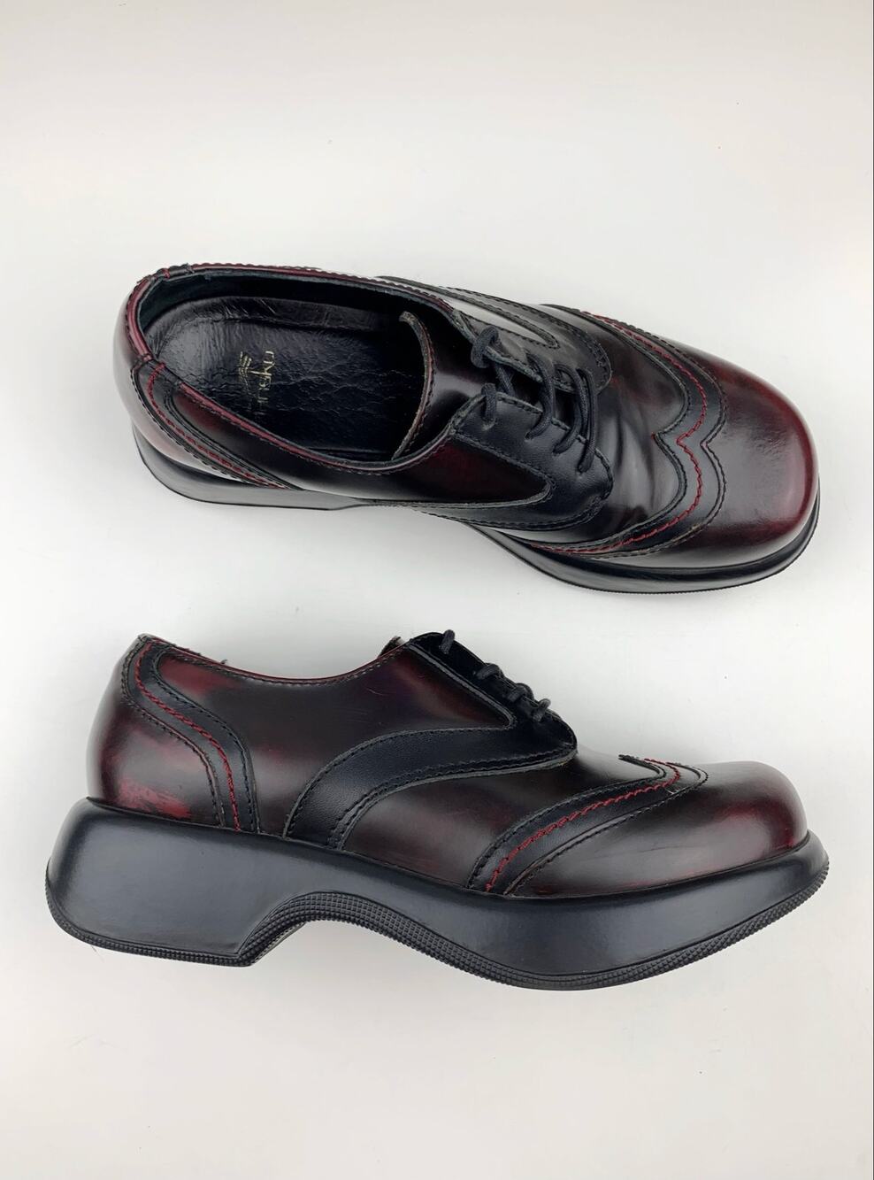 Vintage Dansko Jazz Platform Wingtip Oxford Shoes Red Leather Womens 39 US 8.5 9